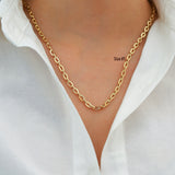 14k Gold | Elongated Chunky Staple Chain Necklace