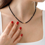 14k Gold | Black Onyx Eternity Beaded Necklace