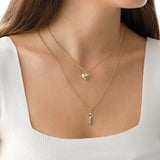 14k Gold | 2mm Rolo Chain Necklace with Star Charm