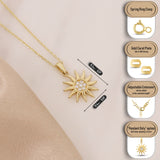 14K Gold | Pave Sun Pendant Necklace