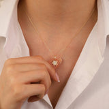 14K Gold | Pave Sun Pendant Necklace