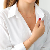 14k Gold | Red Jade Beaded Necklace