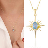 14k Gold | Aquamarine North Star Necklace