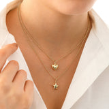 14k Gold | 2mm Rolo Chain Necklace with Puffy Heart Charm
