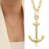 14k Gold | 2mm Rolo Chain Necklace with Anchor Charm