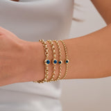 14k Gold Evil Eye Rolo Charm Bracelet