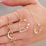 14k Gold | Celestial Trio Minimalist Necklace
