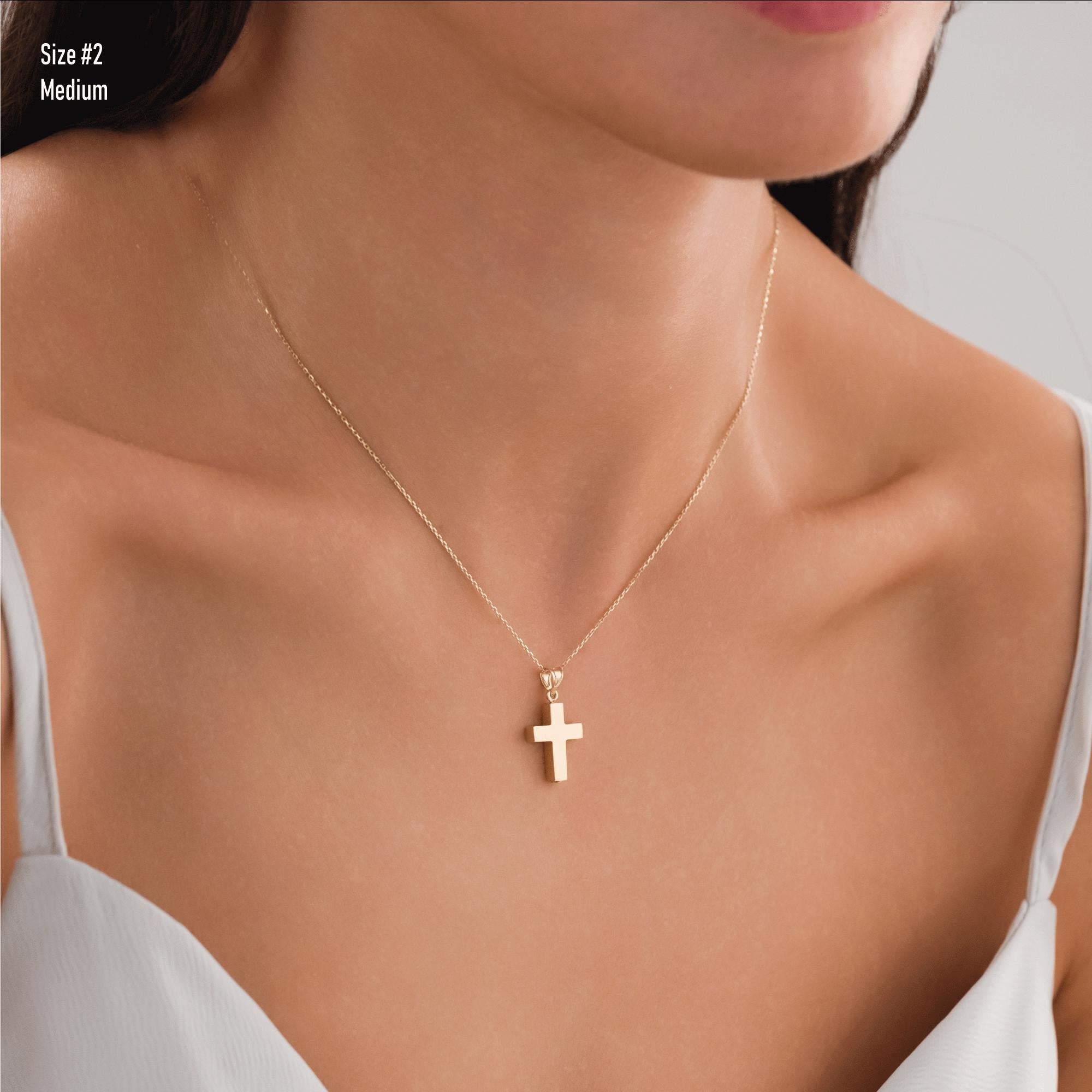 14k Gold | Cross Cremation Urn / Ash Holder Necklace