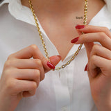 14k Gold | Elongated Chunky Staple Chain Necklace