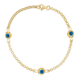 14k Gold Evil Eye Rolo Charm Bracelet