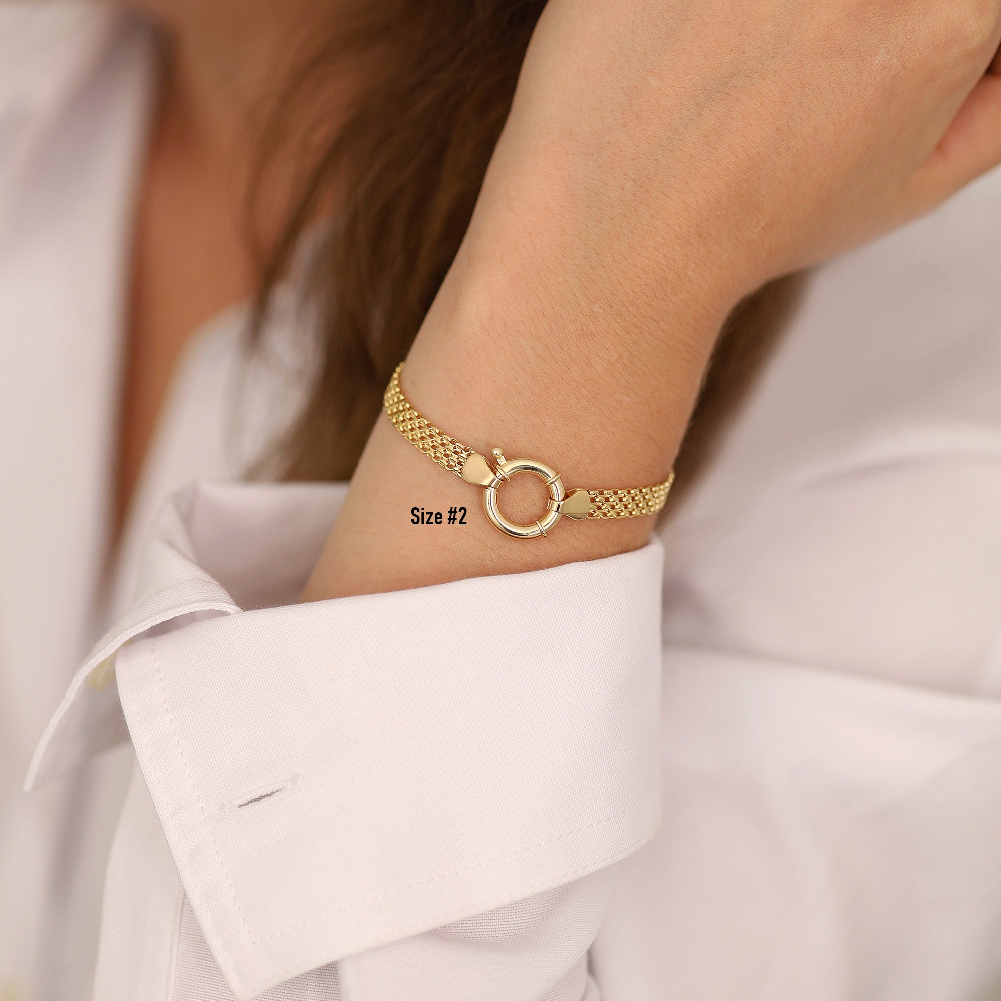 14k Gold | Bismarck Mesh Chain Bracelet with Sailor Lock