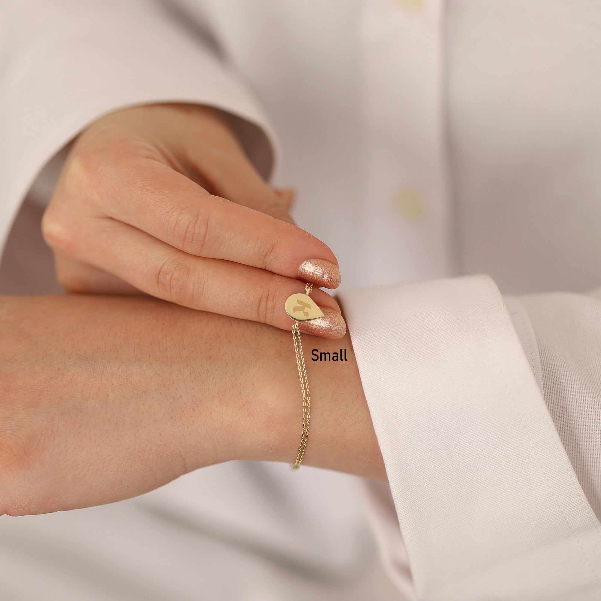 14k Gold | Flat Teardrop Cremation Urn / Ash Holder Bracelet