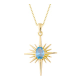 14k Gold | Blue Topaz North Star Necklace