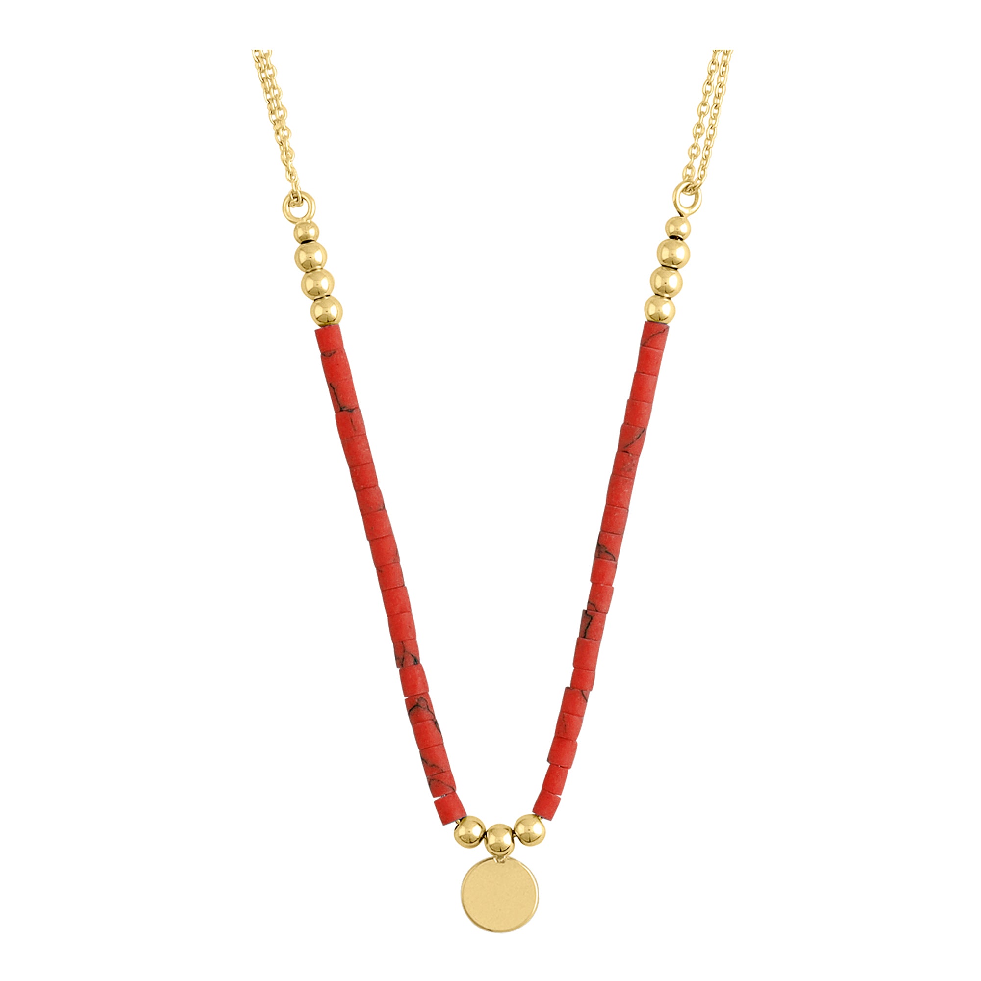 14k Gold | Lapis Lazuli Natural Stone Necklace with Coin Charm