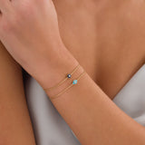 14k Gold | Evil Eye Dainty Chain Bracelet