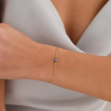 14k Gold | Evil Eye Dainty Chain Bracelet