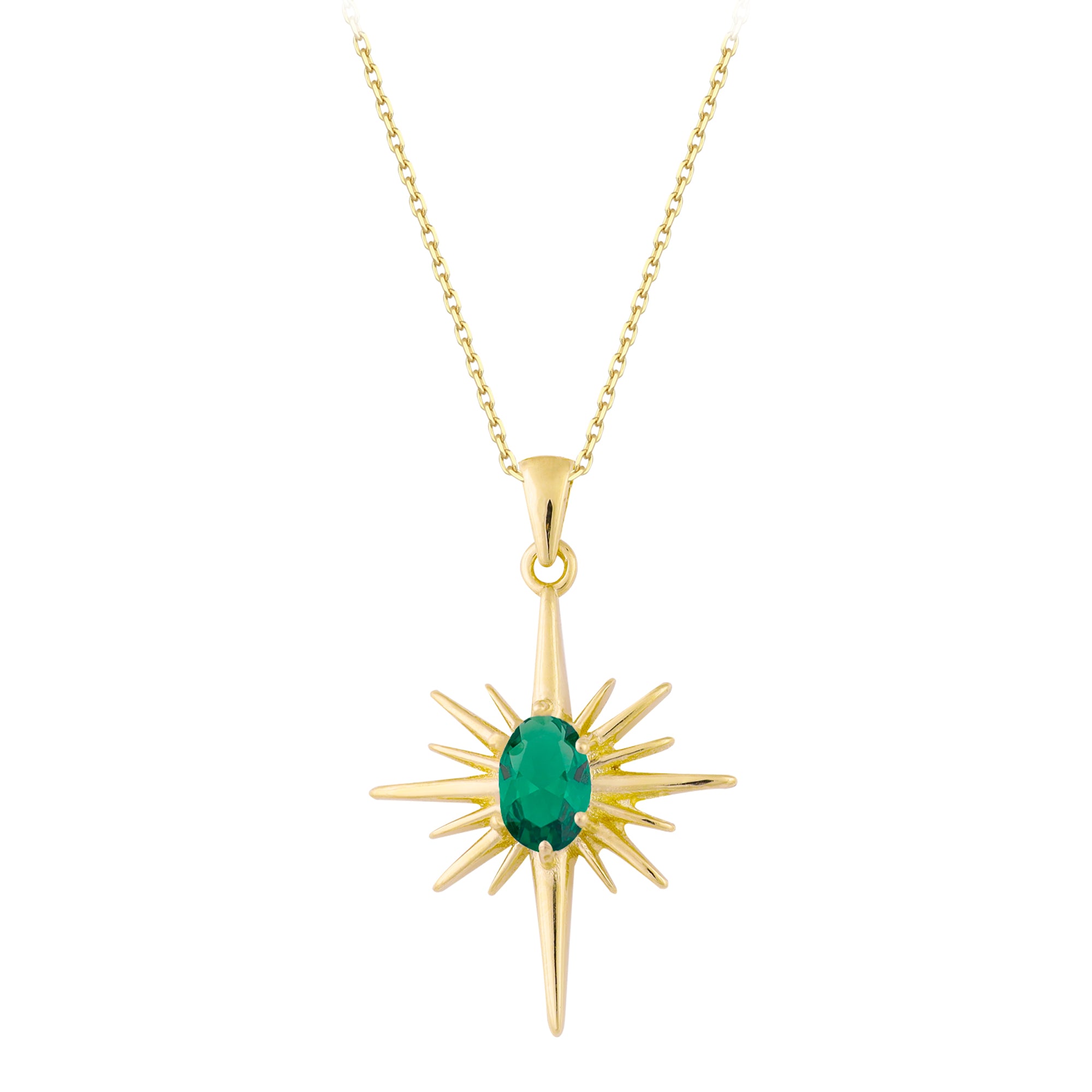 14k Gold | Blue Topaz North Star Necklace