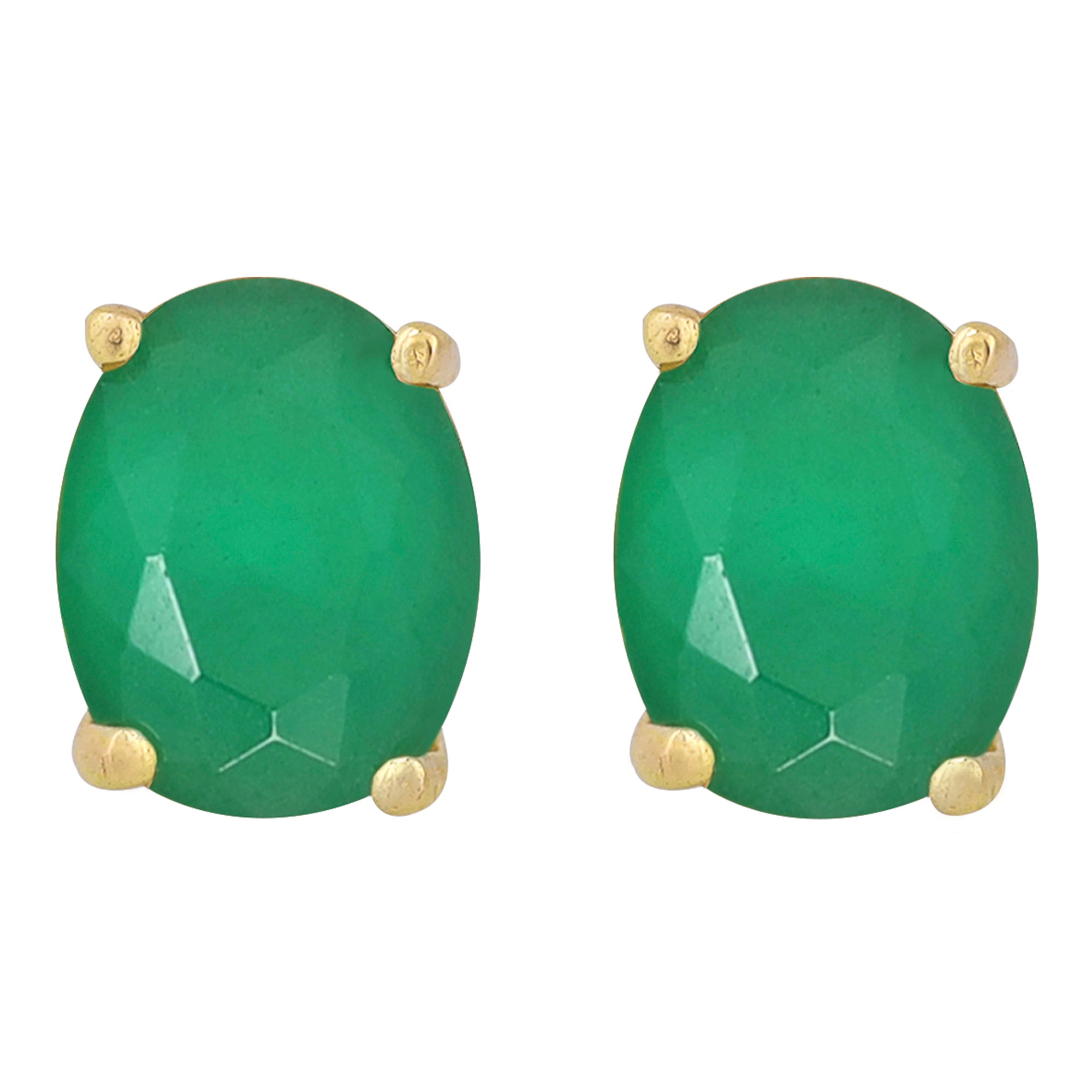 14k Gold | White Opal Oval Stud Earrings