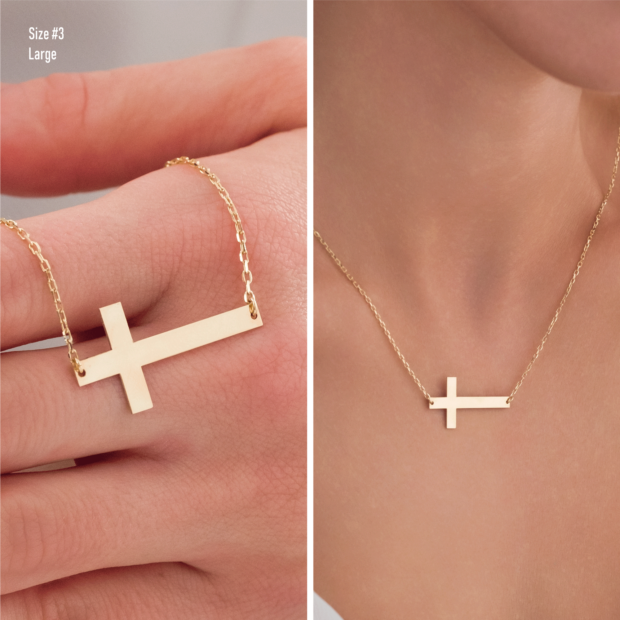 10k Gold | Lateral Cross Name Necklace