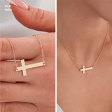 14k Gold | Lateral Cross Name Necklace
