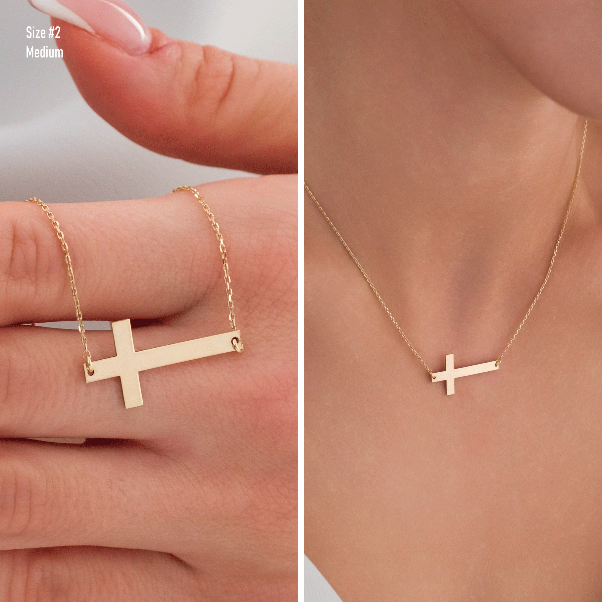 10k Gold | Lateral Cross Name Necklace
