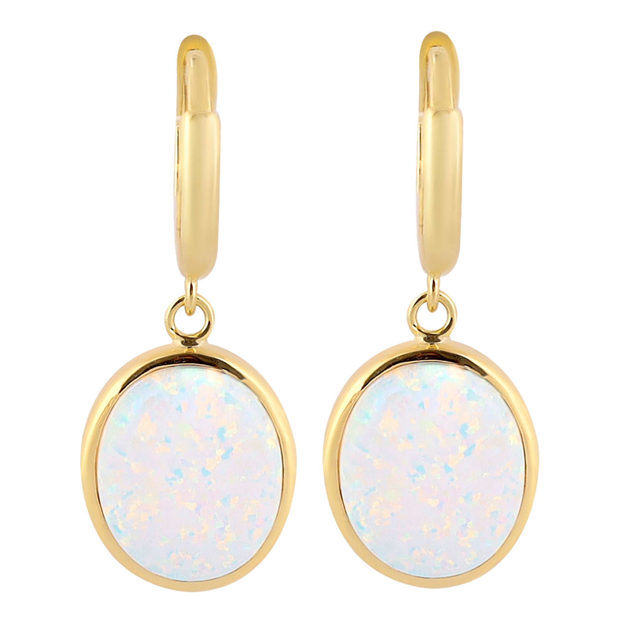 14k Gold | Minimalist Blue Opal Dangle Earrings