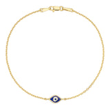 14k Gold | Evil Eye Dainty Chain Bracelet