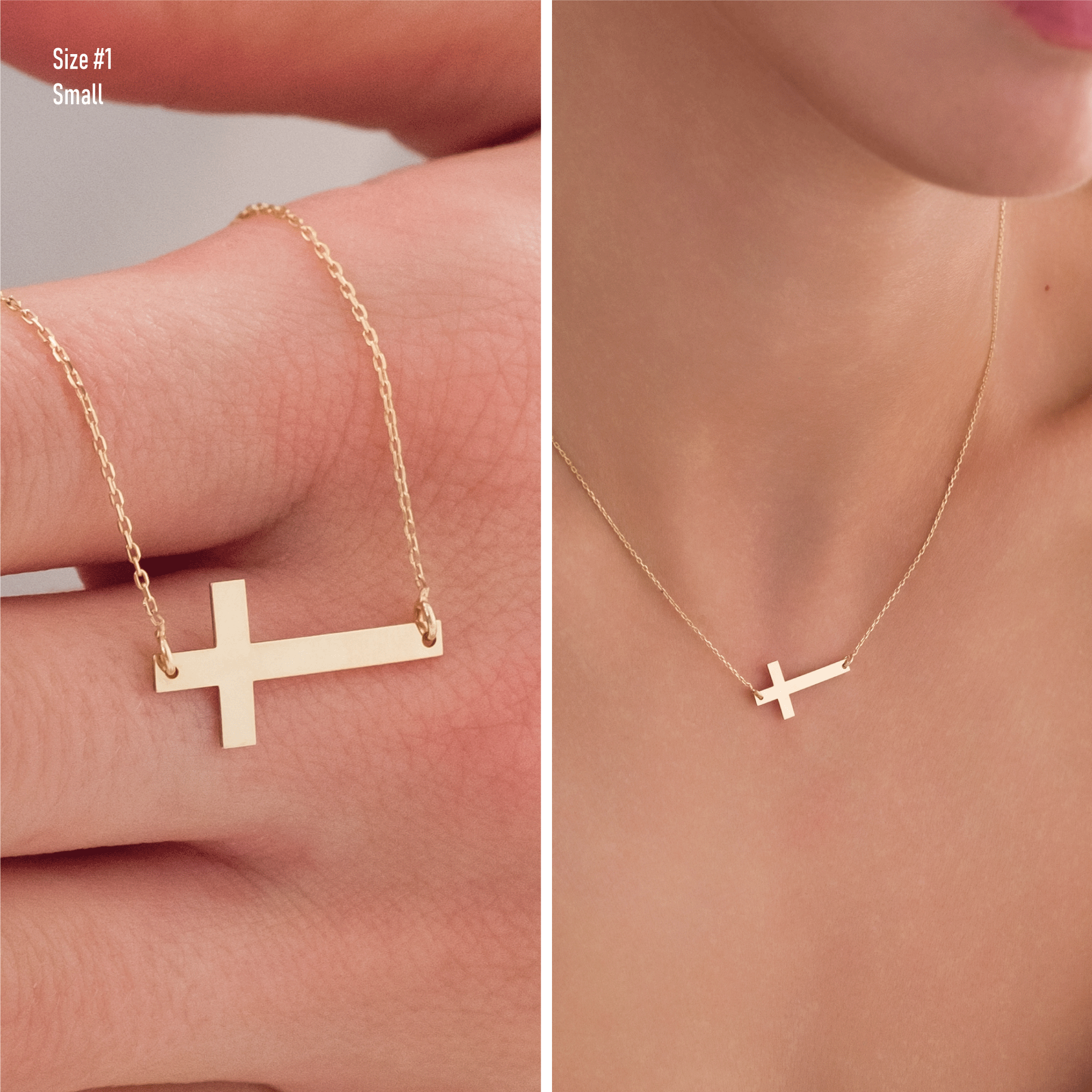 10k Gold | Lateral Cross Name Necklace
