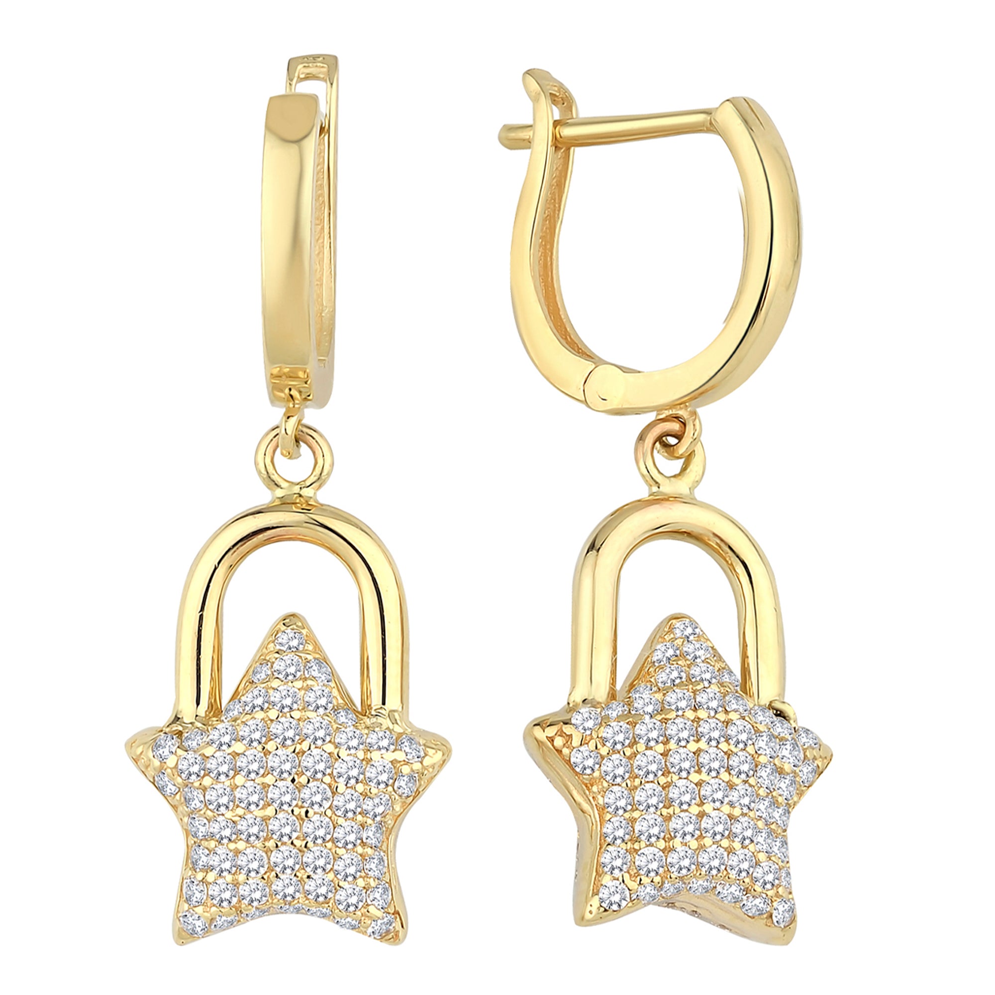 14k Gold | Heart Padlock  Dangle Earrings