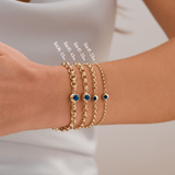 14k Gold Evil Eye Rolo Charm Bracelet