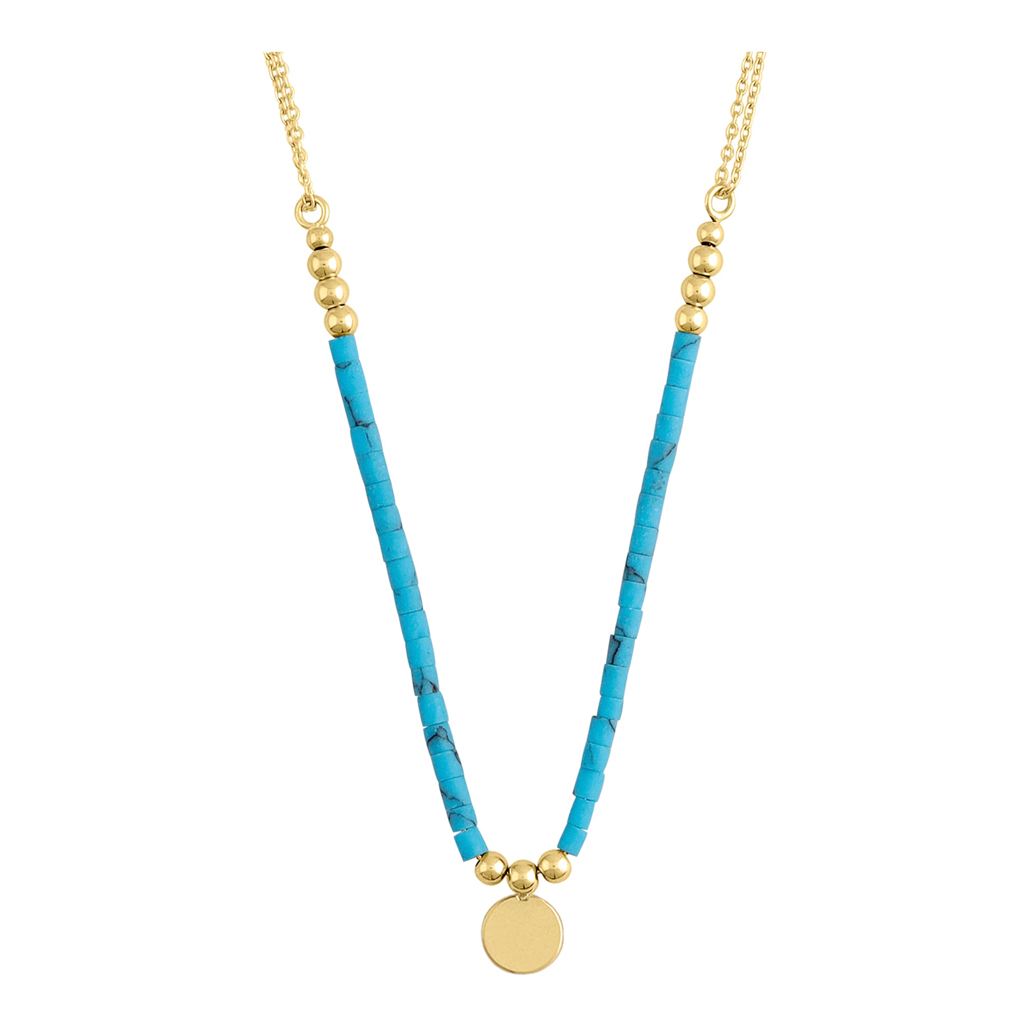 14k Gold | Lapis Lazuli Natural Stone Necklace with Coin Charm