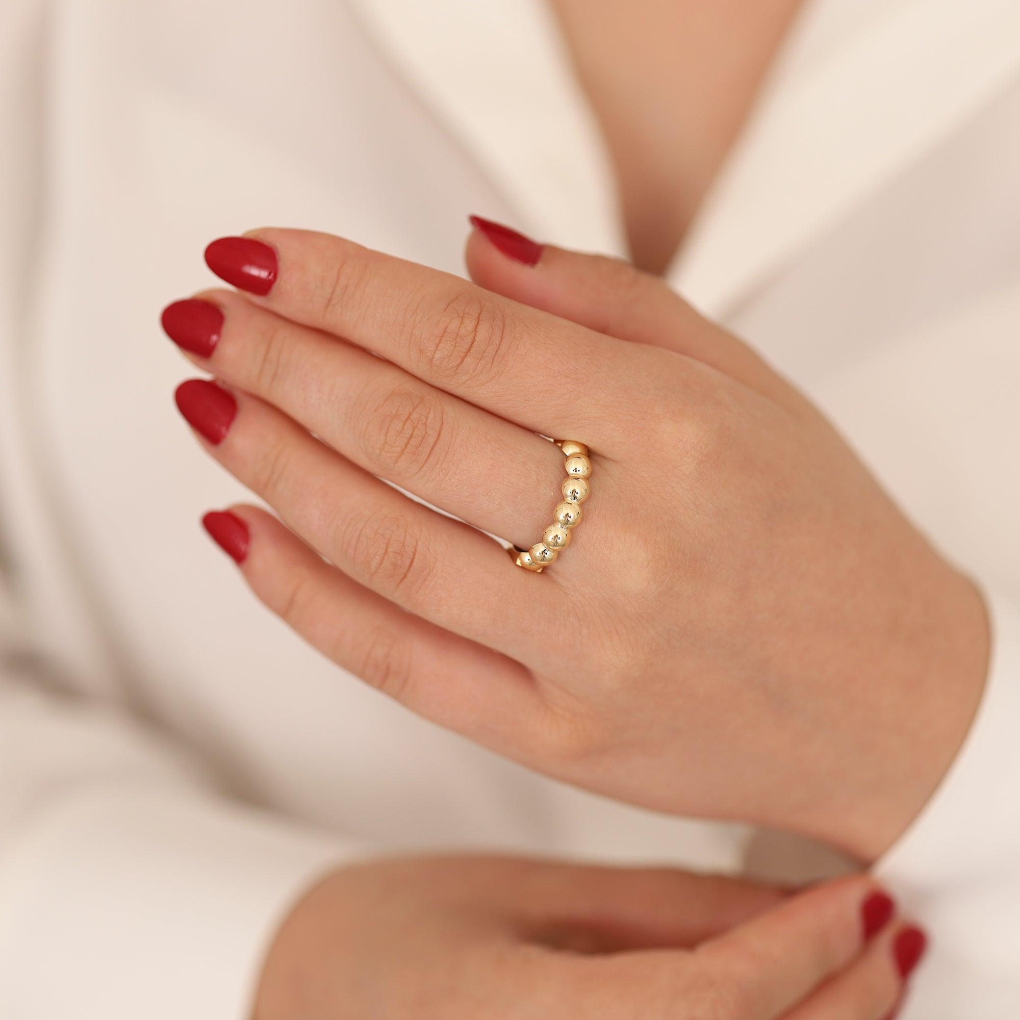 14k Gold 5mm Gold Bubble Ring - DionJewel