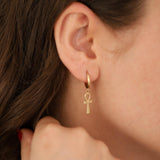 14k Gold Ankh Drop Earrings - DionJewel