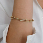 14k Gold Hammered Paperclip Chain Bracelet - DionJewel