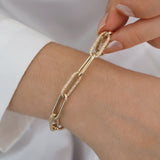 14k Gold Hammered Paperclip Chain Bracelet - DionJewel