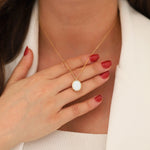 14k Gold Oval White Opal Necklace - DionJewel