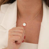 14k Gold Oval White Opal Necklace - DionJewel