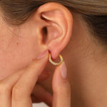 14k Gold Textured Hoop Earrings - DionJewel