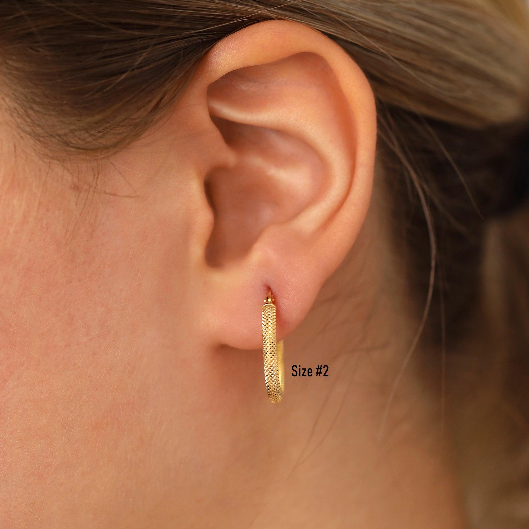 14k Gold Textured Hoop Earrings - DionJewel