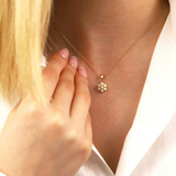 White Opal Hexagon Flower Necklace