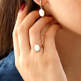 Small White Opal Earrings