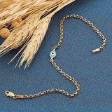 14k Gold | Evil Eye Rolo Chain Bracelet