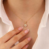 White Opal Hexagon Flower Necklace