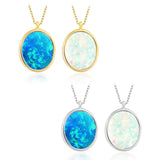 Small Oval Blue Opal Necklace