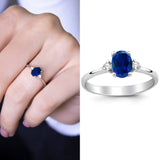 8k - 14k - 18k Gold | Oval Cut Blue Sapphire Gemstone Elegant Ring