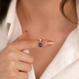 14k Gold | Sapphire Oval Necklace