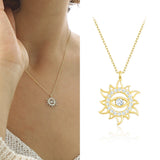 14k Gold | Sun & Evil Eye Necklace