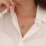14k Gold | Star in a Circle with Hitit Design Necklace