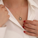 14k Gold | Star in a Circle with Hitit Design Necklace