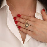 14k Gold | Star in a Circle with Hitit Design Necklace